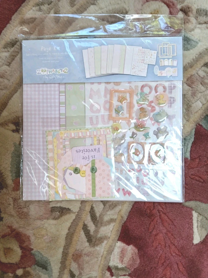 KIT DE PÁGINAS ZOOPHABET 2 Cathy Heck 12" x 12" marcos de pegatinas 6 hojas de papel ¡SELLADAS! Foto 1 de 1