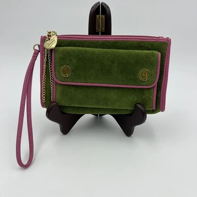 Cartera de Colección Juicy Couture Cuero Terciopelo Rosa Verde Y2k I Love Juicy con Correa Foto 1 de 4