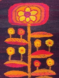 Vintage Teppich Läufer Kelim Signiert Design Dänemark 60er Wolle Handarbeit Pink - Bild 1 von 18