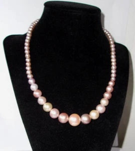 NEW 17" GENUSIS GRADUATED SHADES OF PINK PEARL NECKLACE WITH LOBSTER CLOSURE - Picture 1 of 4