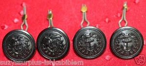 WWII US Coast Guard Black Buttons 11/16 in 18mm 29L w toggles lot of 4 B4335 - Picture 1 of 6