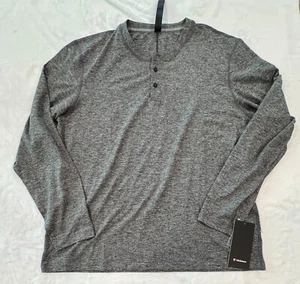 Lululemon Soft Jersey Long-Sleeve Henley XL HBLK/HSVD Heather Black Silver - Picture 1 of 3