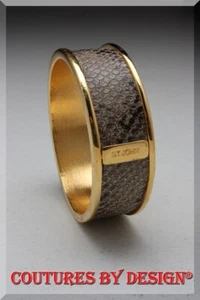 St John Knits 1.0" Wide Bangle Bracelet Gold Tone Python Print NWOT MSRP $240 - Picture 1 of 3