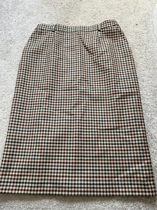 House of Bruar Tweed Skirt Brown Check UK 14 Pure Wool Elasticated Knee Length - Picture 1 of 7