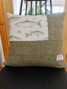 HARRIS TWEED & Voyage Fish 20" Cushion Cover ONE ONLY - Exact One - Picture 1 of 10