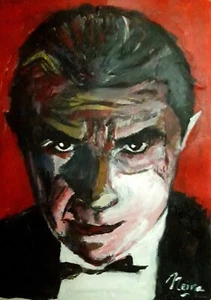 DRACULA - BELA LUGOSI! HORROR! VAMPIRO! MARCELO NEIRA ARTE ORIGINALE con certificato di autenticità - Foto 1 di 7