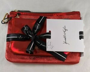 Kendall & Kylie Makeup Bags Removable Pouches 2 Piece Gift Set Metallic Red New