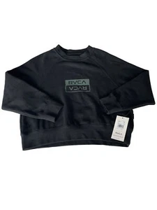RVCA Bar Fleece Sweatshirt Black Small S/P/CH 8 NEW - Picture 1 of 5