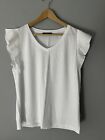 7 For All Mankind T Shirt Womens Size 12 Small White Ruffle Sleeve