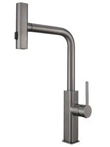 Kitchen Faucets, Brushed Gun Grey Kitchen Faucet with Pull Down Sprayer - Picture 1 of 9