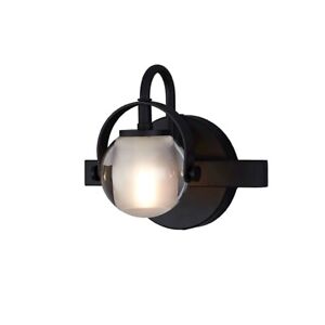 Justice Design Conduit 1 Light Sconce, Black/Clear/Opal - FSN-8061-CLOP-MBLK