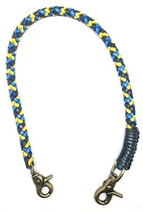 Biker chain Blue Gold braided leather Heavy Duty Trucker wallets made in USA - Picture 1 of 4