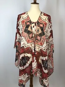 Soft Surroundings Antique Tribal Topper Kimono Red, Pink, Black - One Size - Picture 1 of 5