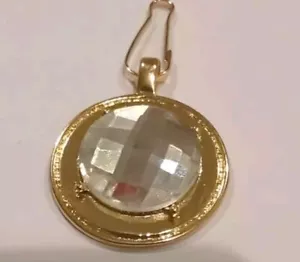 Vintage Kreis Anhänger Für Halskette Gold Mit Großem Stein ModeSchmuck Damen - Bild 1 von 3