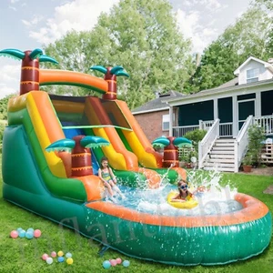 Commercial Giant PVC Inflatable Water Slide Bounce House Castle 6.4M with Blower - Picture 1 of 11