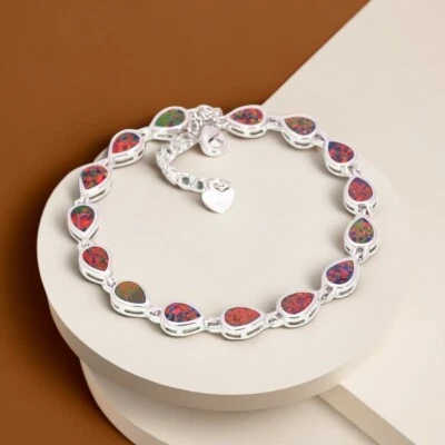Pulsera gota de agua de ópalo naranja 925 plata esterlina joyería para mujeres niñas Foto 1 de 4