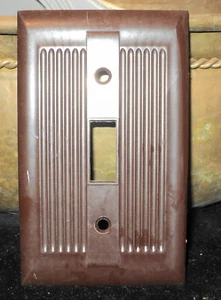 Antik Vintage braun Art Deco Einzellichtschalter Plattenabdeckung - Bild 1 von 3