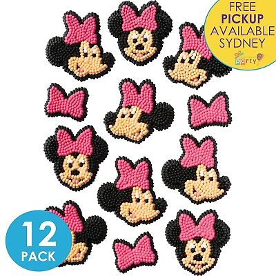 Minnie Mouse Party Supplies 12 Edible Cupcake Cake Icing Birthday Decorations • 11.99$