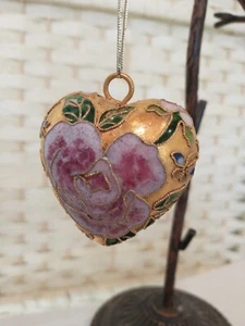 Decorazione Cuore Natalizio Cloisonne Vintage 83a Bch4 - Foto 1 di 9