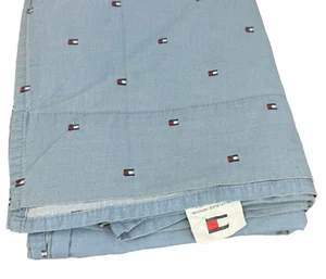 Tommy Hilfiger Blue Floating Flag Twin Flat Sheet 66X96 100% Cotton - Picture 1 of 2