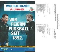 Programm + Aufstellung Friendly 29.7.2017 Hertha BSC Berlin - Liverpool FC  - Picture 1 of 1
