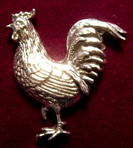 Supreb Pewter Kurczak Kogut Kogut Kogut Przypinka Broszka - Zdjęcie 1 z 1