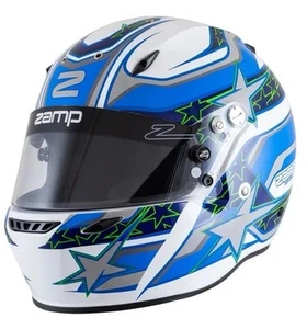ZAMP ZR-72 Graphic Helmet | SA2020 FIA8859 RATED—WHITE/BLUE/GREEN H778C31L SZ-LG - Bild 1 von 3