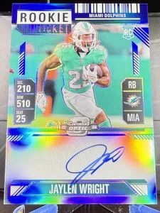 2024 Jaylen Wright Panini Contenders Optic Blue Rookie Ticket Auto #132 66/75 - Bild 1 von 2