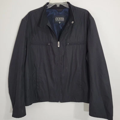 GUESS Black Metro Moto Jacket Soft Shell Front Zip Pockets Mens Size XL - Image 1 of 4