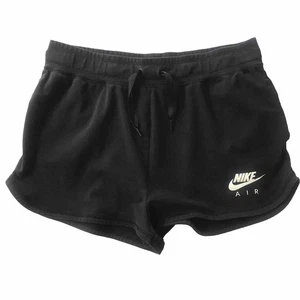 Nike Air Shorts Women Medium Black Sweats Fleece Activewear Drawstring Pockets - Picture 1 of 10