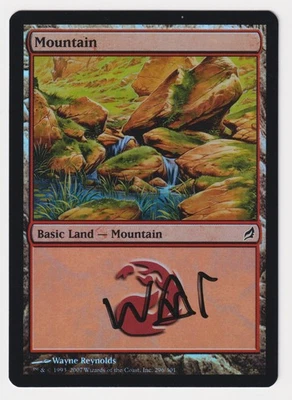 Signed FOIL Mountain #296 LP Lorwyn Artist Wayne Reynolds 2007 WOTC MTG Magic! - Image 1 of 2