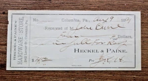 Heckel & Paine's Hardware Store Obsolete Scrip Columbia, PA - Picture 1 of 2