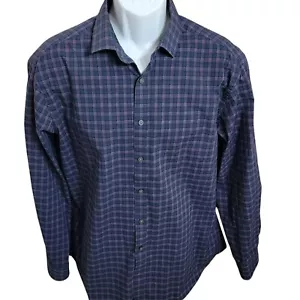 Jos. A. Bank Traveler Tech Shirt, Men L Tailored Fit, Blue & Purple Check, EUC - Picture 1 of 11