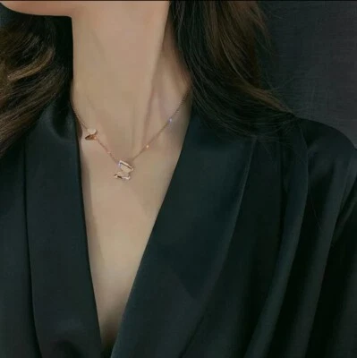 Halskette Damen 18 Karat Vergoldet kupfer Rosé Gold Schmetterling  Halskette - Bild 1 von 2