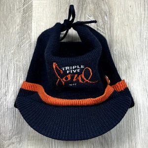 Triple 5 Soul T5S 100% Wool Hat Brim Toque Beanie Cap VTG 90s Skate Navy Orange - Picture 1 of 10
