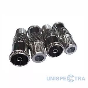 4 x F TYPE FEMALE TO TV FEMALE COAX CABLE ADAPTOR SATELLITE AERIAL - Picture 1 of 1