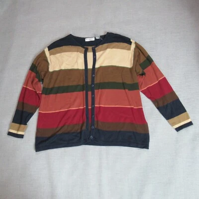 Cárdigan Suéter Dressbarn Mujer Talla 14-16 Marrón Rayas Botón Neutrales Mamá Foto 1 de 4