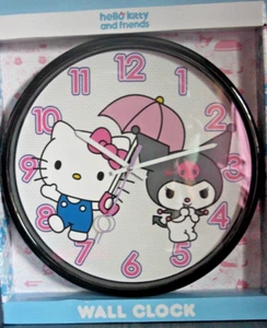 NEW Sanrio Hello Kitty & Kuromi Wall Clock Large Pink Umbrella Analog Display - Picture 1 of 17