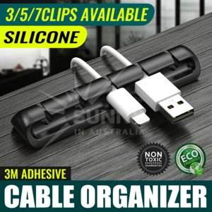 1 - 4 PACK USB Charge Cable Holder Desk Cable Clips Organizer Cord Management - Picture 1 of 17