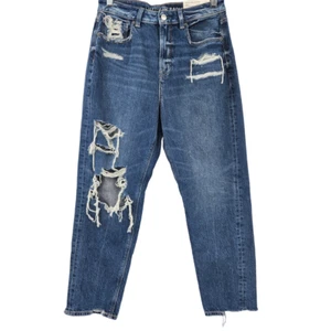 Pantaloncini da donna American Eagle Mom lavaggio scuro taglia 6 nuovi rialzati effetto invecchiato - Foto 1 di 13