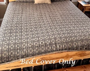 NEW Primitive BLACK TAN WOVEN BEDSPREAD QUEEN COVERLET SARATOGA 94" x 104" Farm - Picture 1 of 3