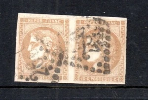 Francia 1870 antiguo sello 10 C. Ceres (Michel 40) bonito usado en pareja - Imagen 1 de 2