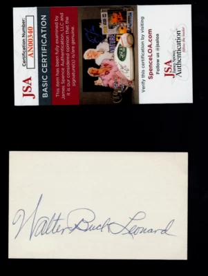 Walter Buck Leonard Negro League Baseball HOF Autographed Cut Out JSA COA - Image 1 of 2