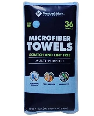 MEMBER´S MARK Member Mark Premium Microfiber Cleaning Towels 36 Count (Choose Color) (Blue)