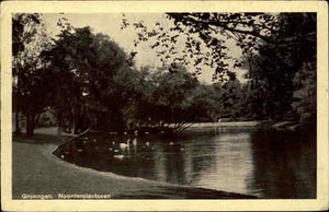 Groningen Noorderplantsoen Holland Niederlande alte Echtfoto-Postkarte ~1940 - Bild 1 von 2