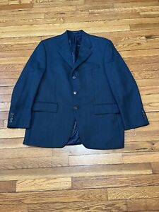 Chaps Ralph Lauren Mens Blazer Jacket Size 42R Blue Wool 3 Button Sport Coat