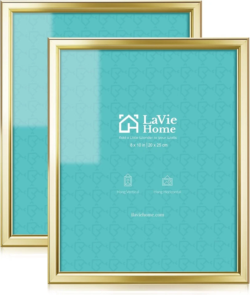 2 Pack of LaVie Home 8"x10" Gold Designed Vertical/Horizontal Picture Frames