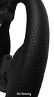 FOR VW POLO MK3 BLACK PERFORATED LEATHER STEERING WHEEL COVER GREY STITCH 94-00
