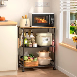 Rolling Kitchen Microwave Cart, 3 Tier Microwave Table Stand with Storage, Kitch - Picture 1 of 12