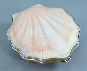 VINTAGE RUSSIAN USSR SILVER GILT CLAM SHELL POWDER COMPACT c1960 - Picture 1 of 10